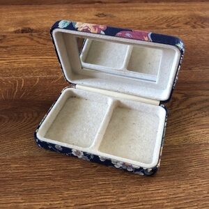 Vintage cloth floral hard case travel jewelry box